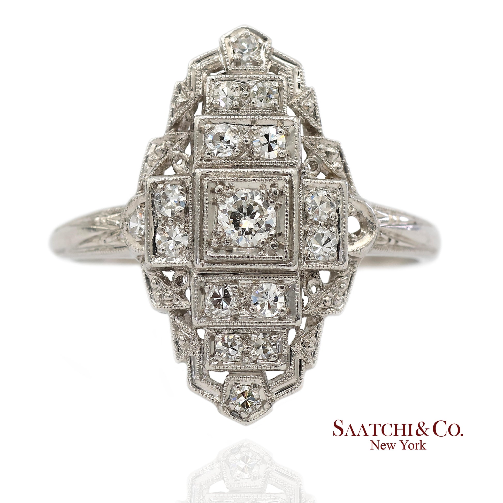 Vintage Platinum (950) Natural Diamond Old Cut Ring