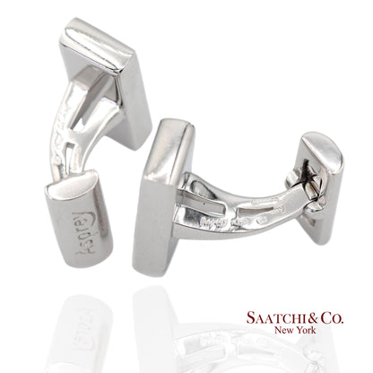 Asprey London 18K(750) Solid White Gold Classic Rectangular Crosshatch Cufflinks