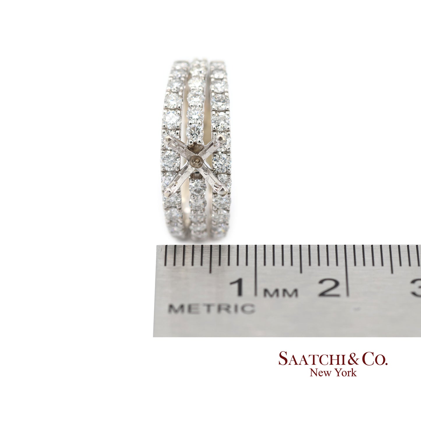 14K (585) White Gold Natural Brilliant Diamond Semi Mount Ring Size 7