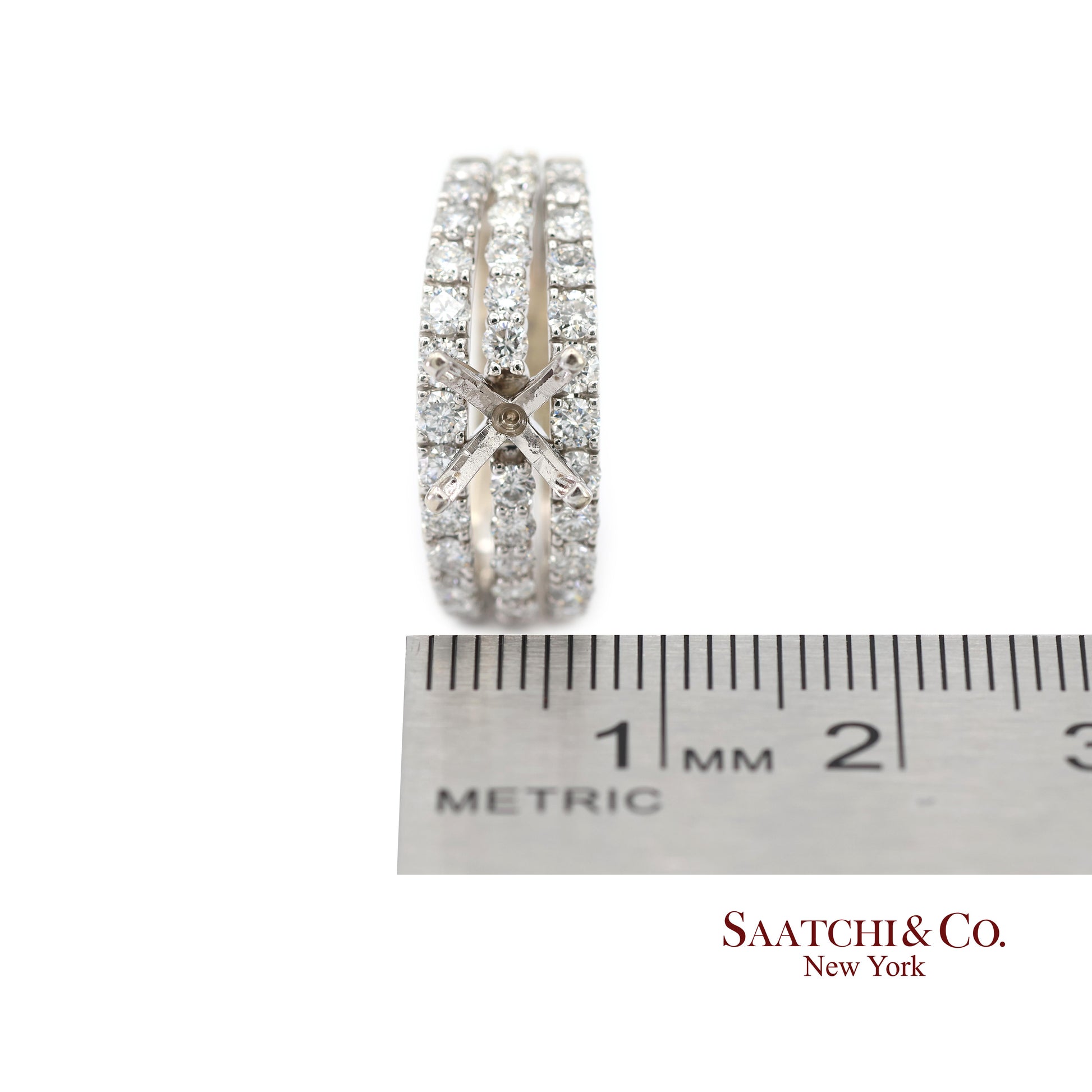 14K (585) White Gold Natural Brilliant Diamond Semi Mount Ring Size 7