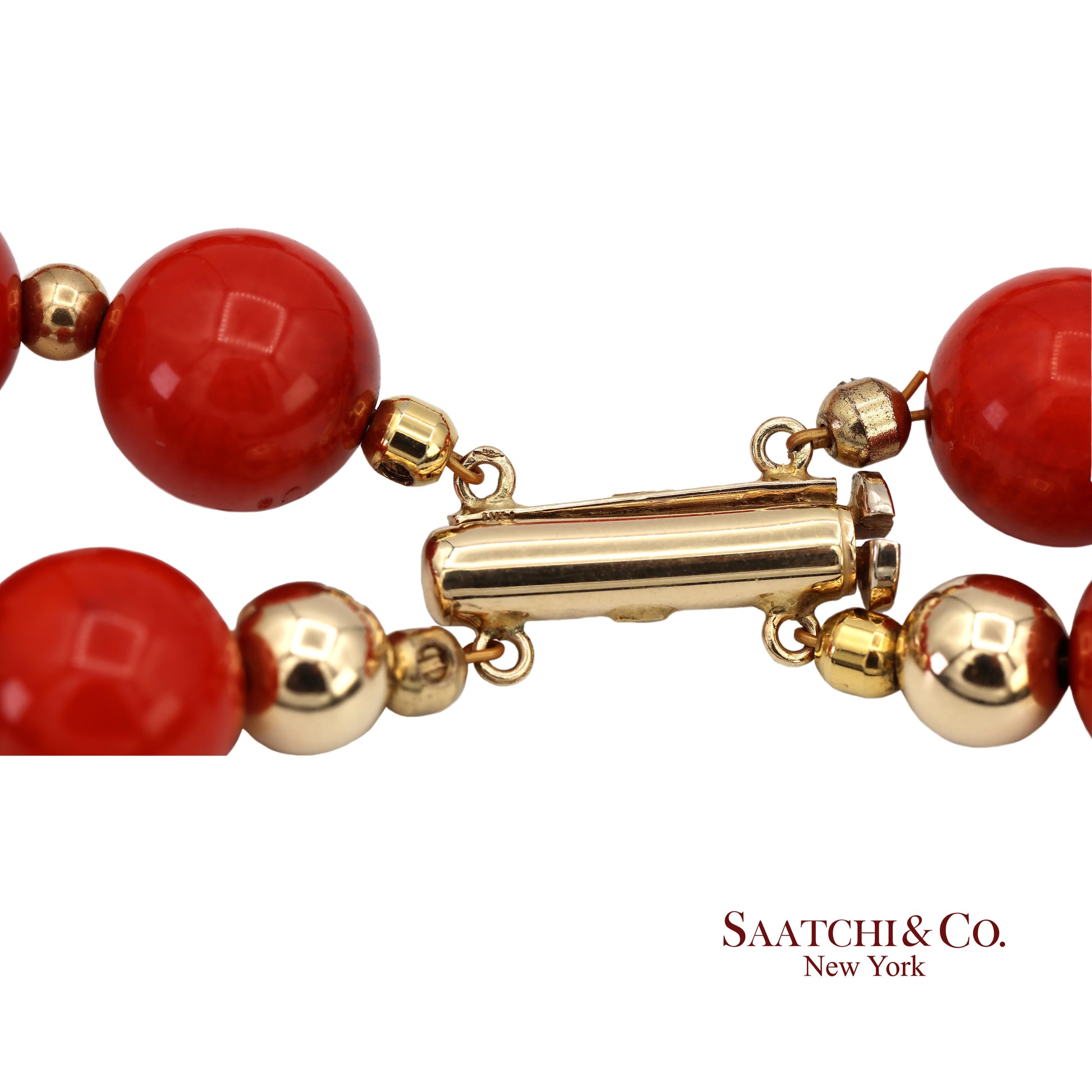 14K(585) Solid Yellow Gold Coral Necklace