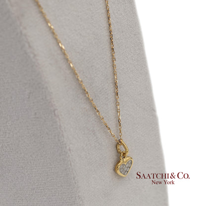 18K Natural Diamond Heart Shape Pendant with 14K Yellow Gold Chain