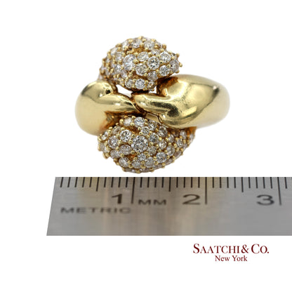 18K (750) Yellow Gold Natural Diamond Jose Hess Vintage Designer Ring