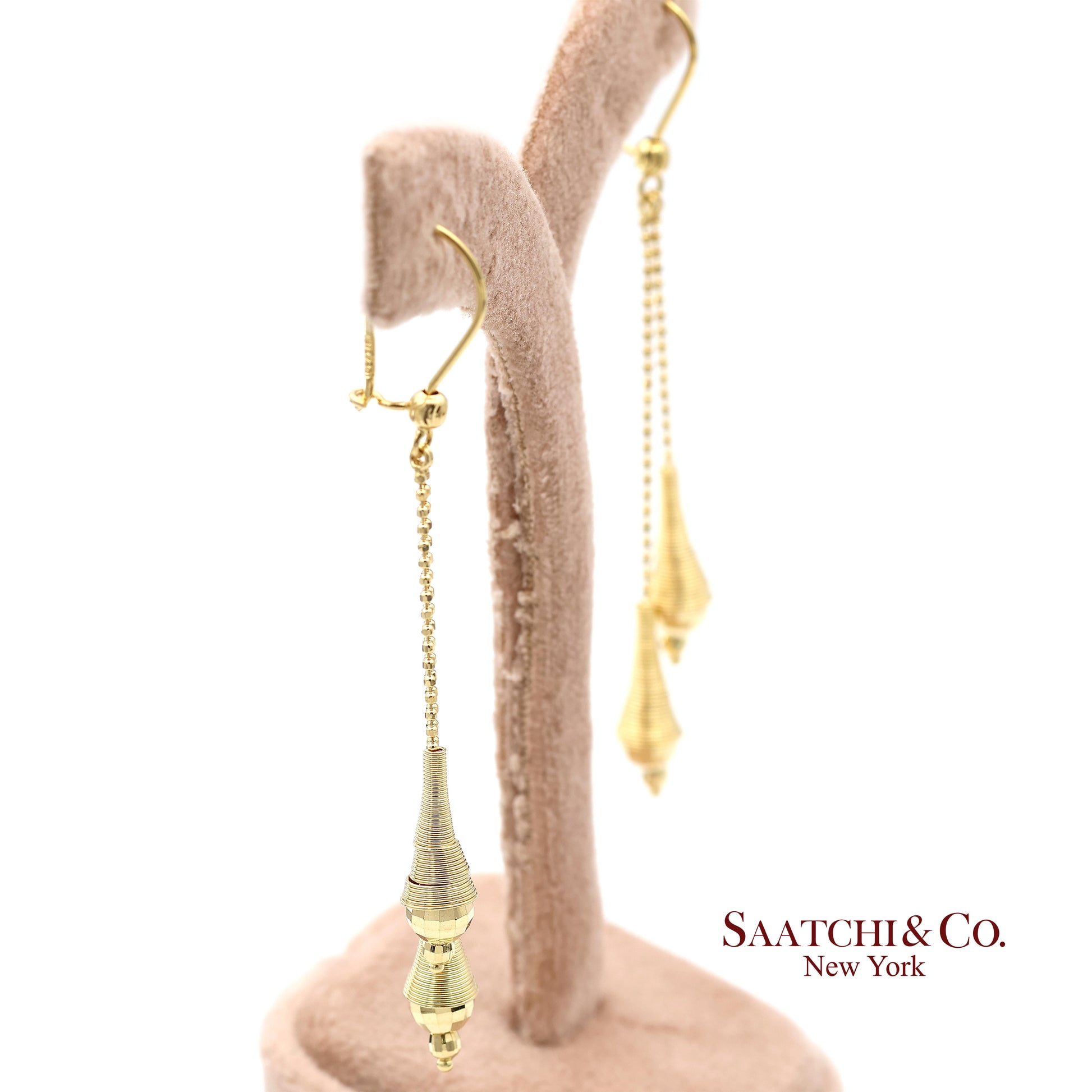 18K (750) Yellow Gold Drop Dangling Earrings