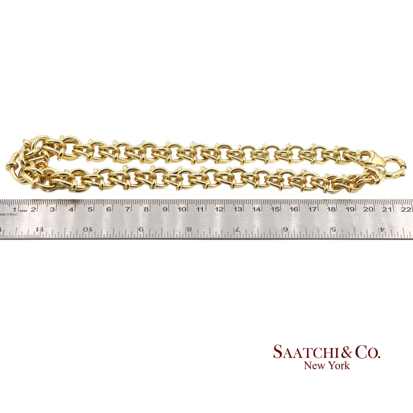 18K(750) Solid Yellow Gold Graduated Byzantine Chain Necklace