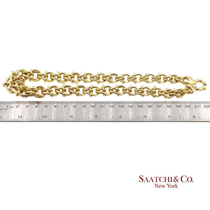 18K(750) Solid Yellow Gold Graduated Byzantine Chain Necklace