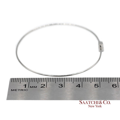 18K(750) Solid White Gold Natural Diamond Square Shape Bangle Bracelet