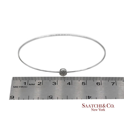 18K(750) Solid White Gold Natural Diamond Round Shape Bangle Bracelet