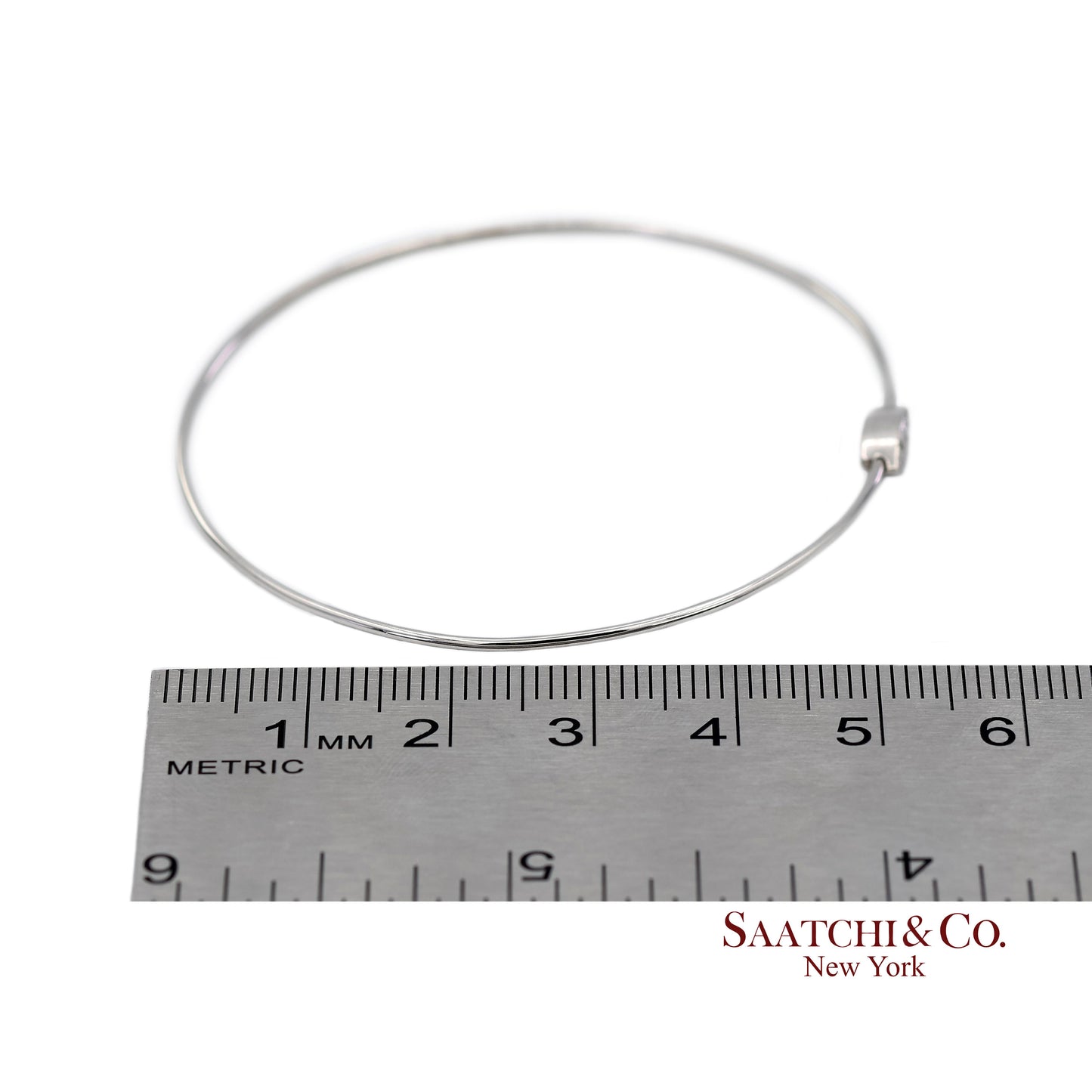 18K(750) Solid White Gold Natural Diamond Marquise Shape Bangle Bracelet
