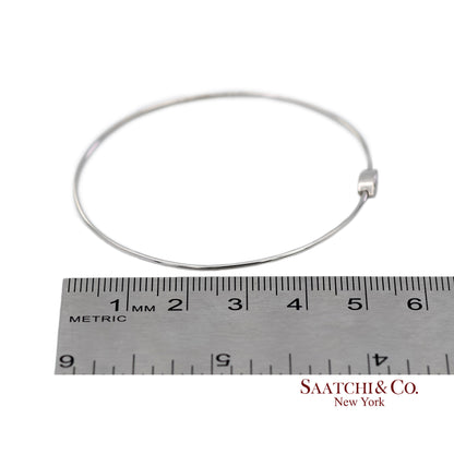 18K(750) Solid White Gold Natural Diamond Marquise Shape Bangle Bracelet
