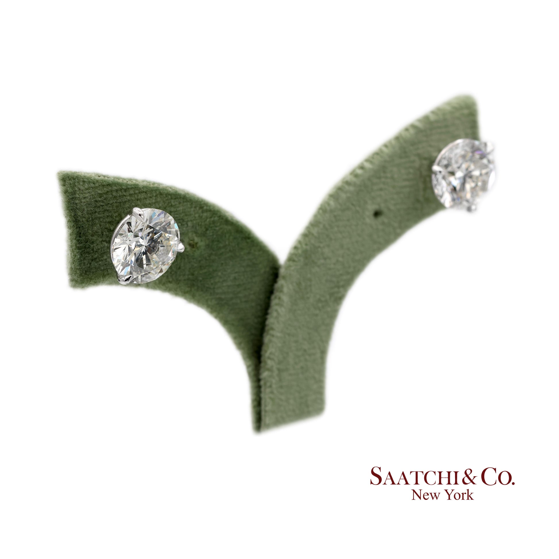 Platinum 950 Natural Diamond Stud Earrings