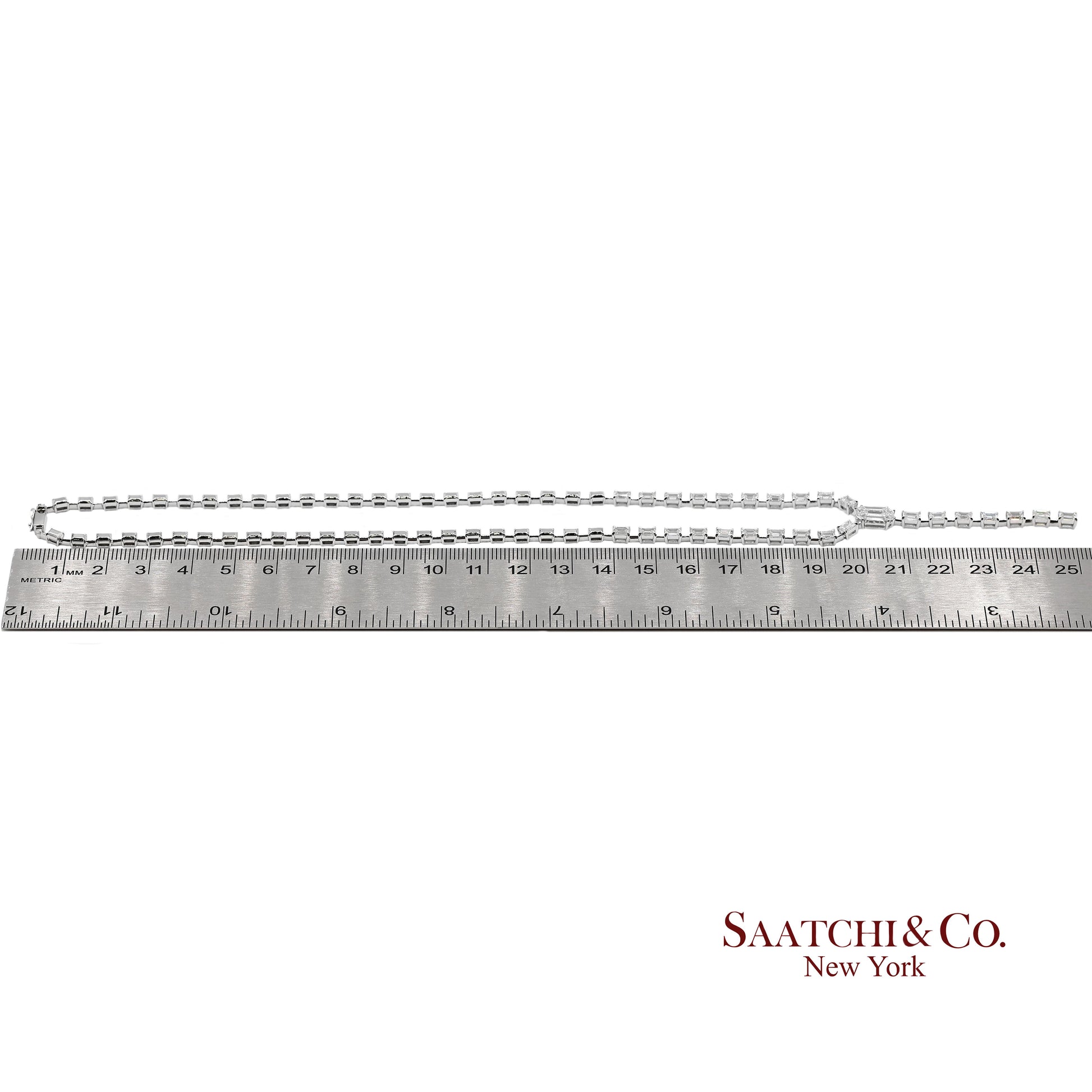 18K(750) White Gold Natural Diamond Pie Cut Necklace
