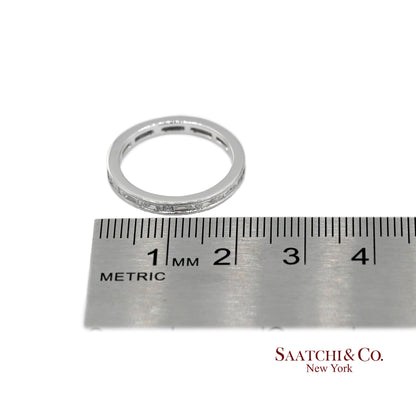 18K(750) Solid White Gold Natural Diamond Handmade Milgrain Band Ring