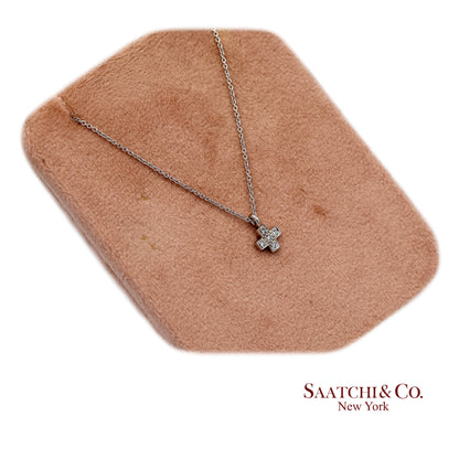 18K(750) White Gold Natural Diamond Cross Pendant Necklace with Chain