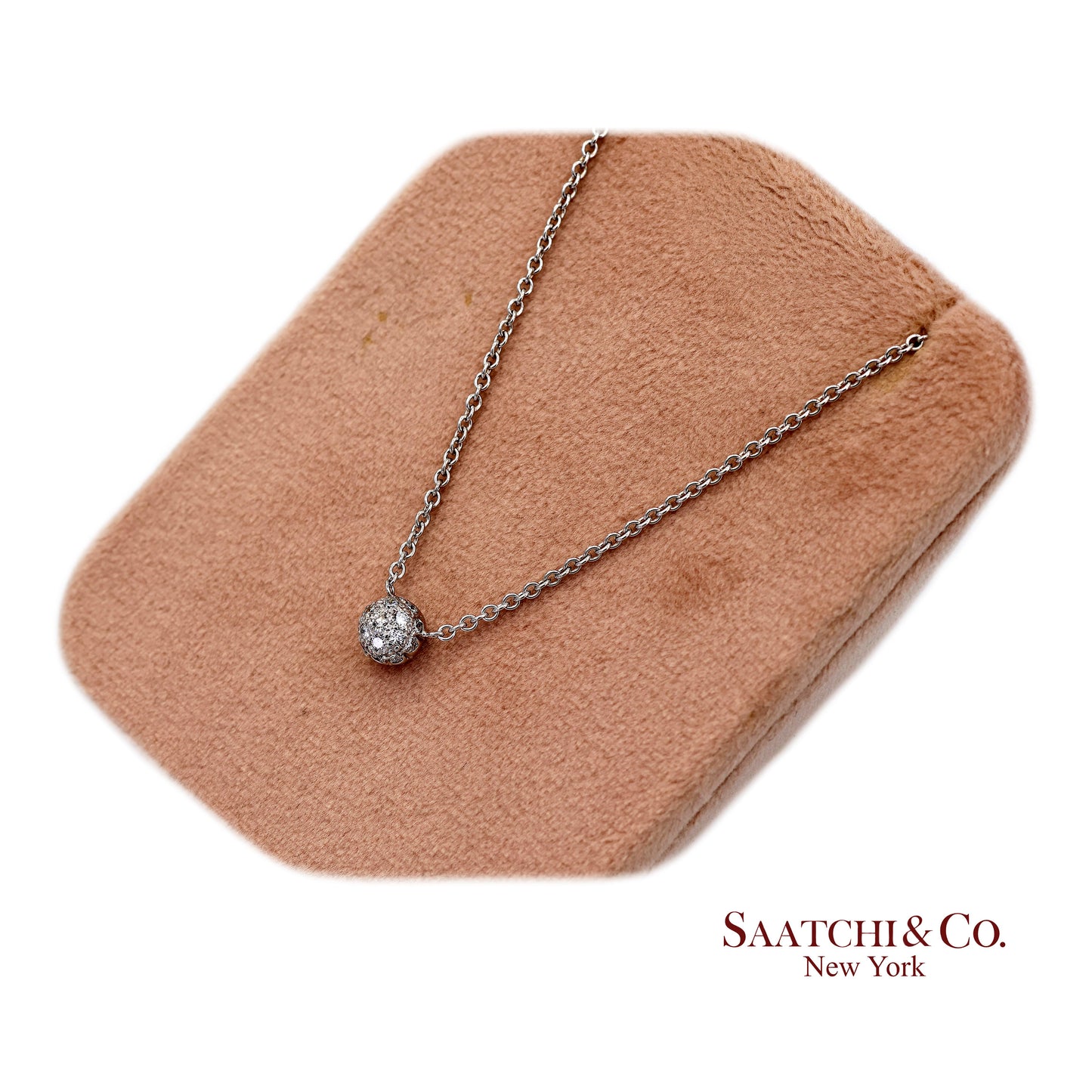 18K(750) White Gold Natural Diamond Pendant Necklace with Chain