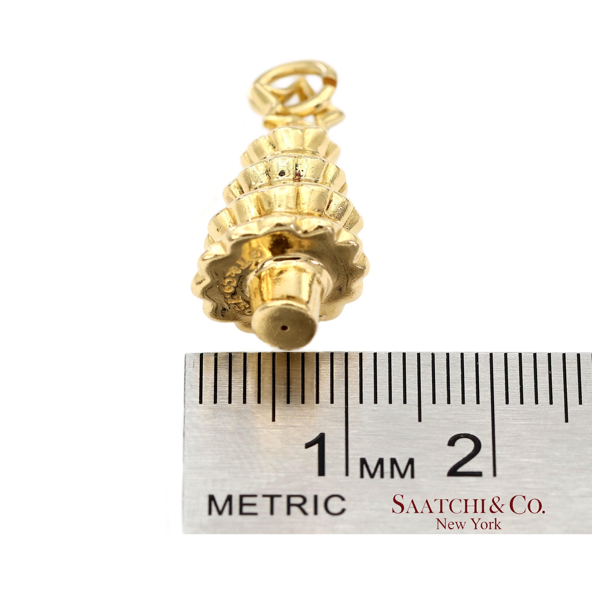 Tiffany & Co. 18K 750 Yellow Gold Rainbow Gemstone Christmas Tree Charm Pendant