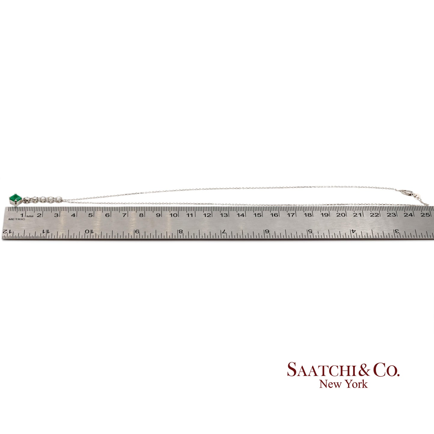 GIA Certified Platinum 900 Natural Diamond and Colombian Emerald Pendant