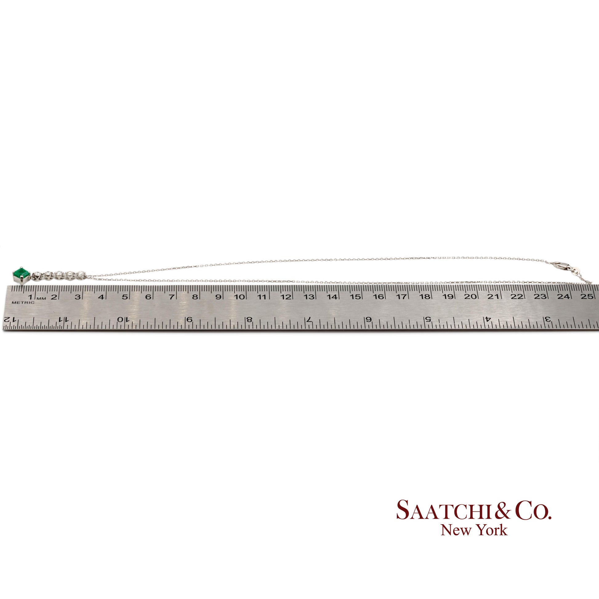GIA Certified Platinum 900 Natural Diamond and Colombian Emerald Pendant