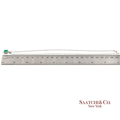 GIA Certified Platinum 900 Emerald & Diamond Pendant with Platinum 850 Chain