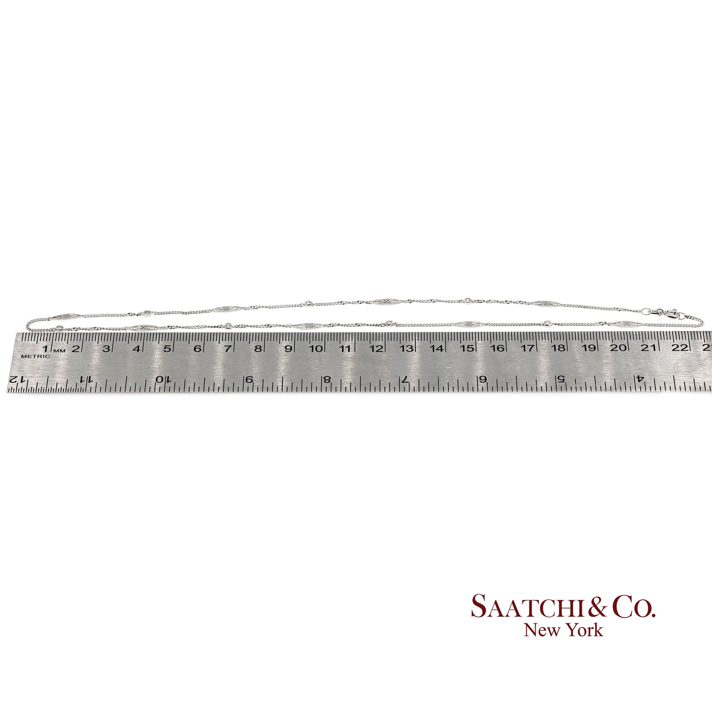 18K 750 Solid White Gold Natural Diamond Chain Necklace