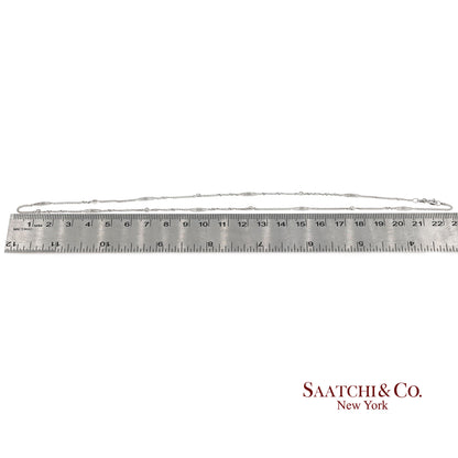 18K 750 Solid White Gold Natural Diamond Chain Necklace