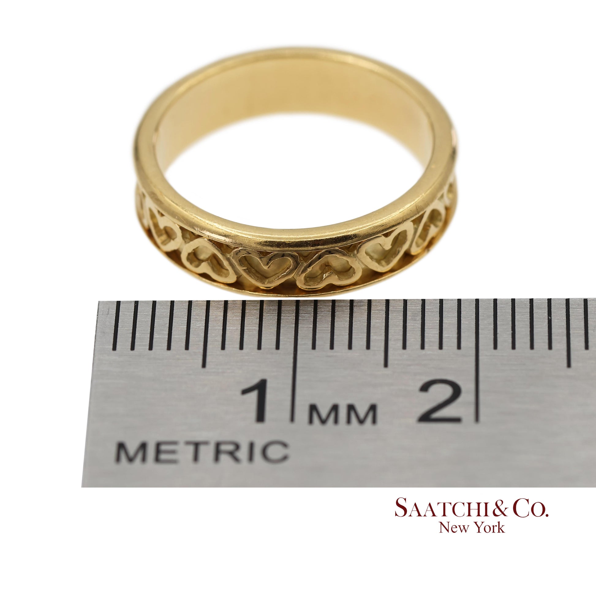 Vintage Tiffany & Co. 18K 750 Solid Yellow Gold Heart Shape Band Ring
