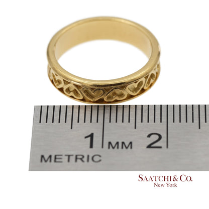 Vintage Tiffany & Co. 18K 750 Solid Yellow Gold Heart Shape Band Ring