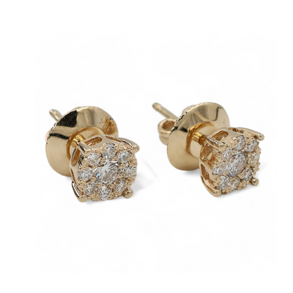 Round Cut Diamond Cluster Stud Earrings