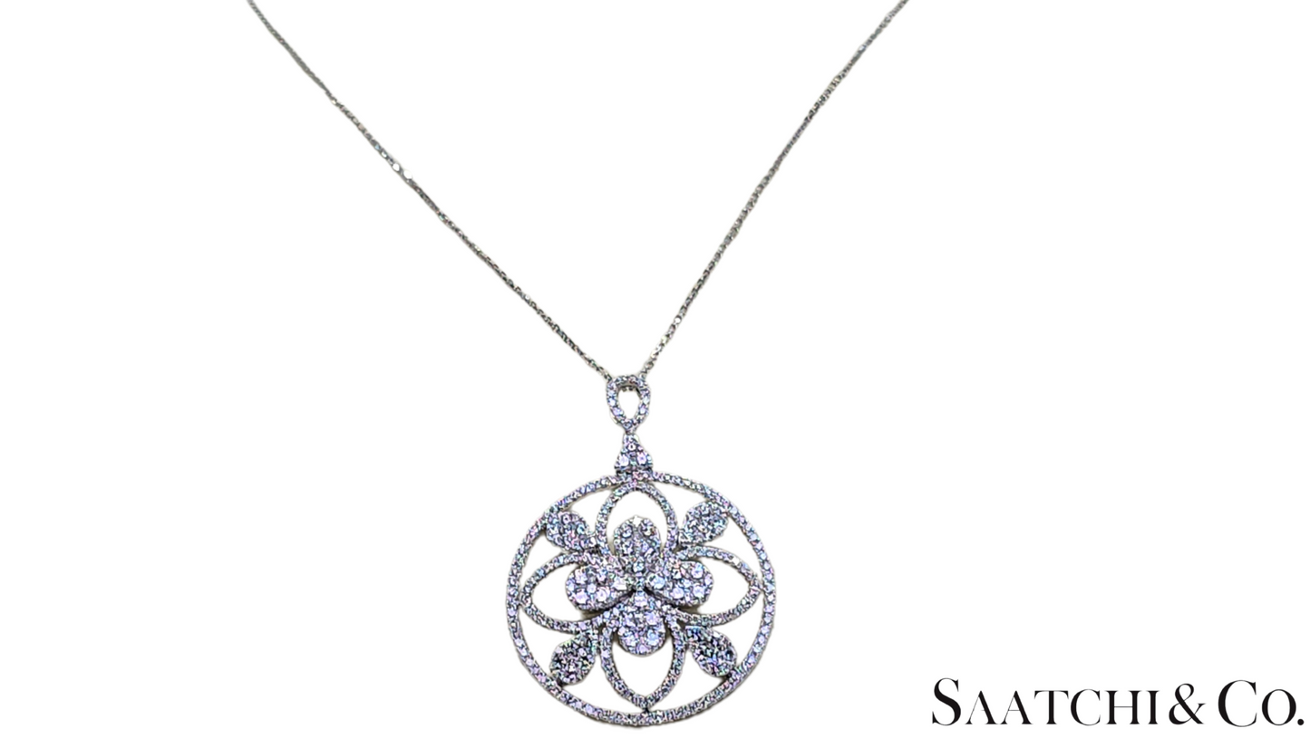 18K (750) White Gold Natural Brilliant Cut VVS Diamond: Pendant With Chain