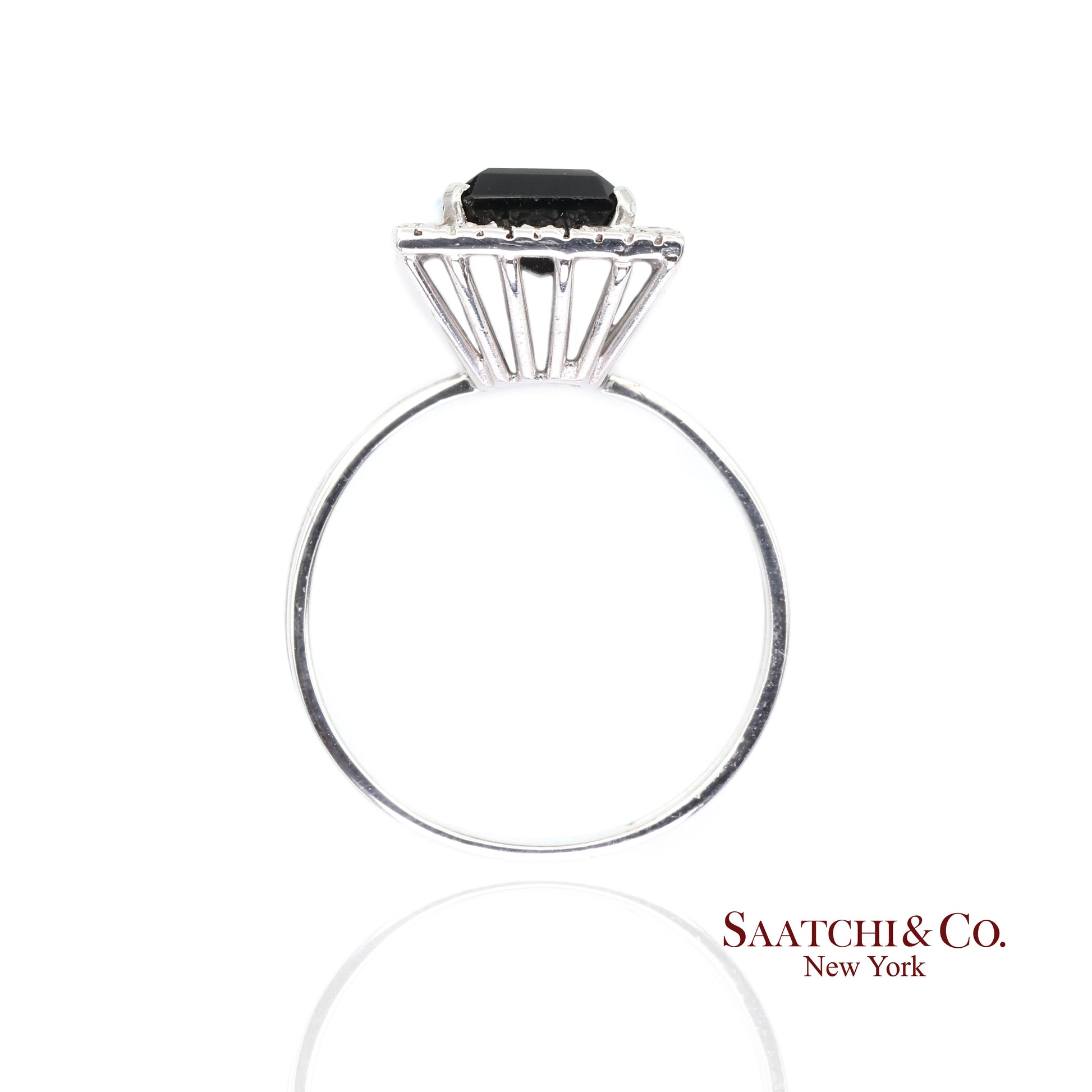 Pt 900 Natural Green Tourmaline and Natural Diamond Ring