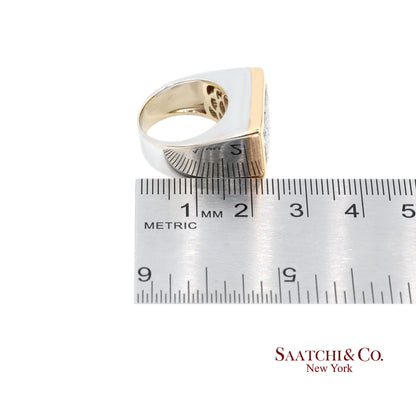 18k (750) Two Tone White Yellow Gold Natural Diamond Ring