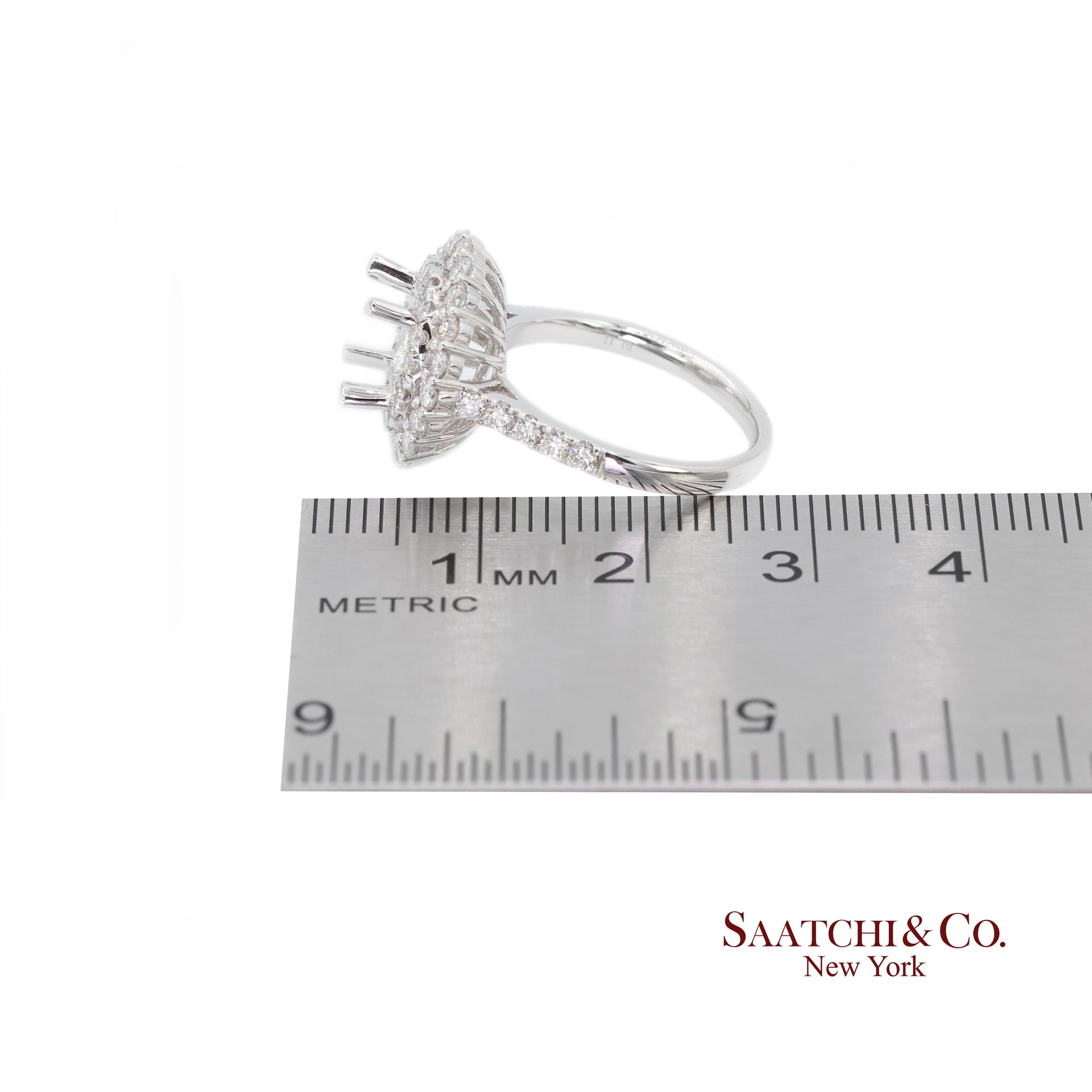 Platinum 950 Natural Brilliant Diamond Mounting Size 6.5