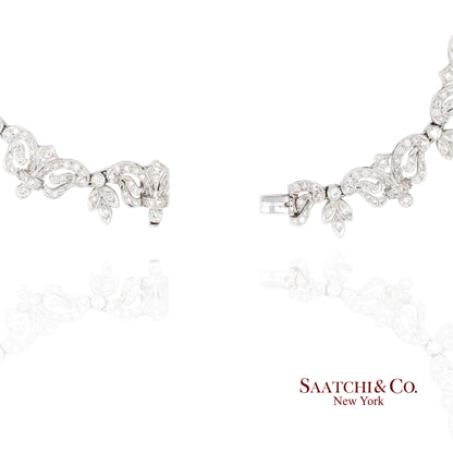 10K White Gold Natural Diamond Royal Blue Topaz Elegant Necklace