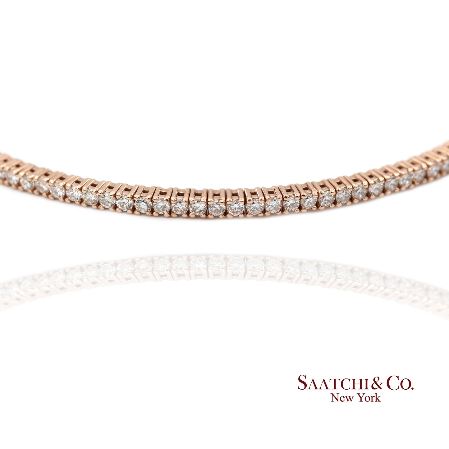 14K (585) Solid Rose Gold Flexible Natural Diamond Bangle Tennis Bracelet