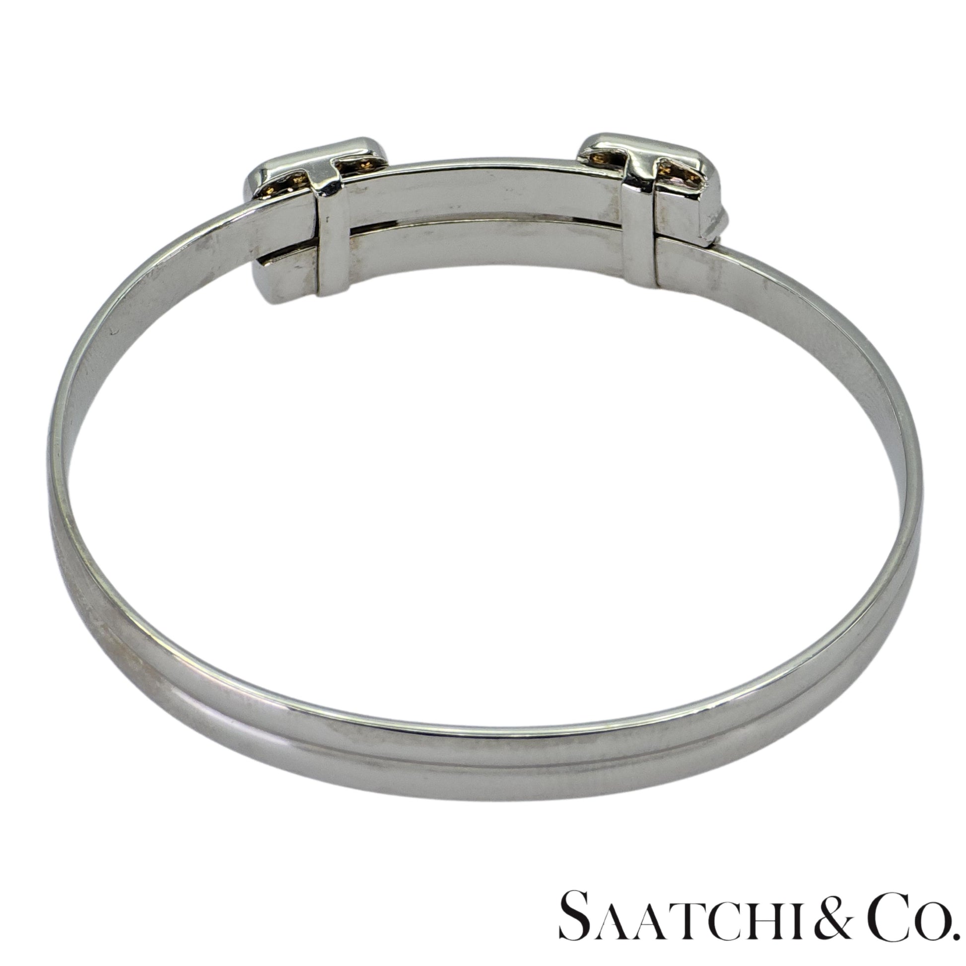 18K (750) White Gold Adjustable Bangle Natural White VVS-VS Diamond