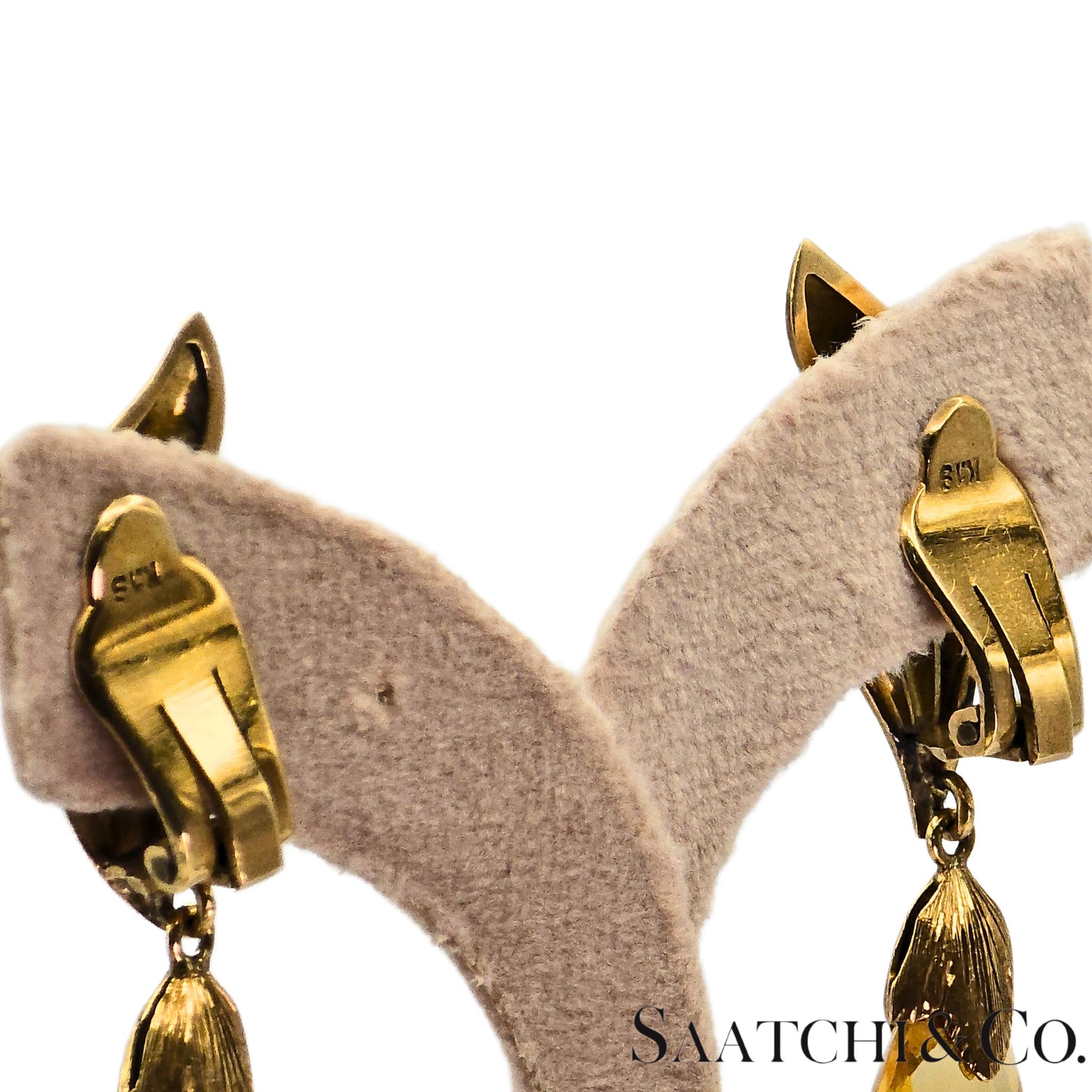 14k (585) Yellow Gold 8 Ct Natural Yellow Citrine Earrings