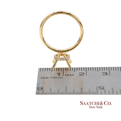 18K (750) Yellow Gold Natural Brilliant Diamond Semi Mount Ring Size 6