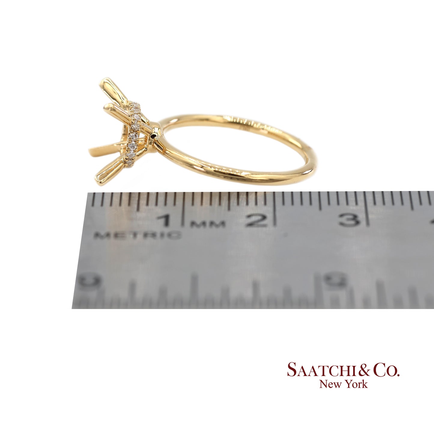 18K(750) Yellow Gold Natural Brilliant Diamond Mounting Ring