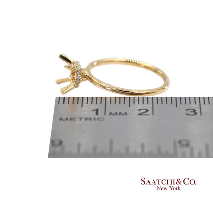 18K(750) Yellow Gold Natural Brilliant Diamond Mounting Ring