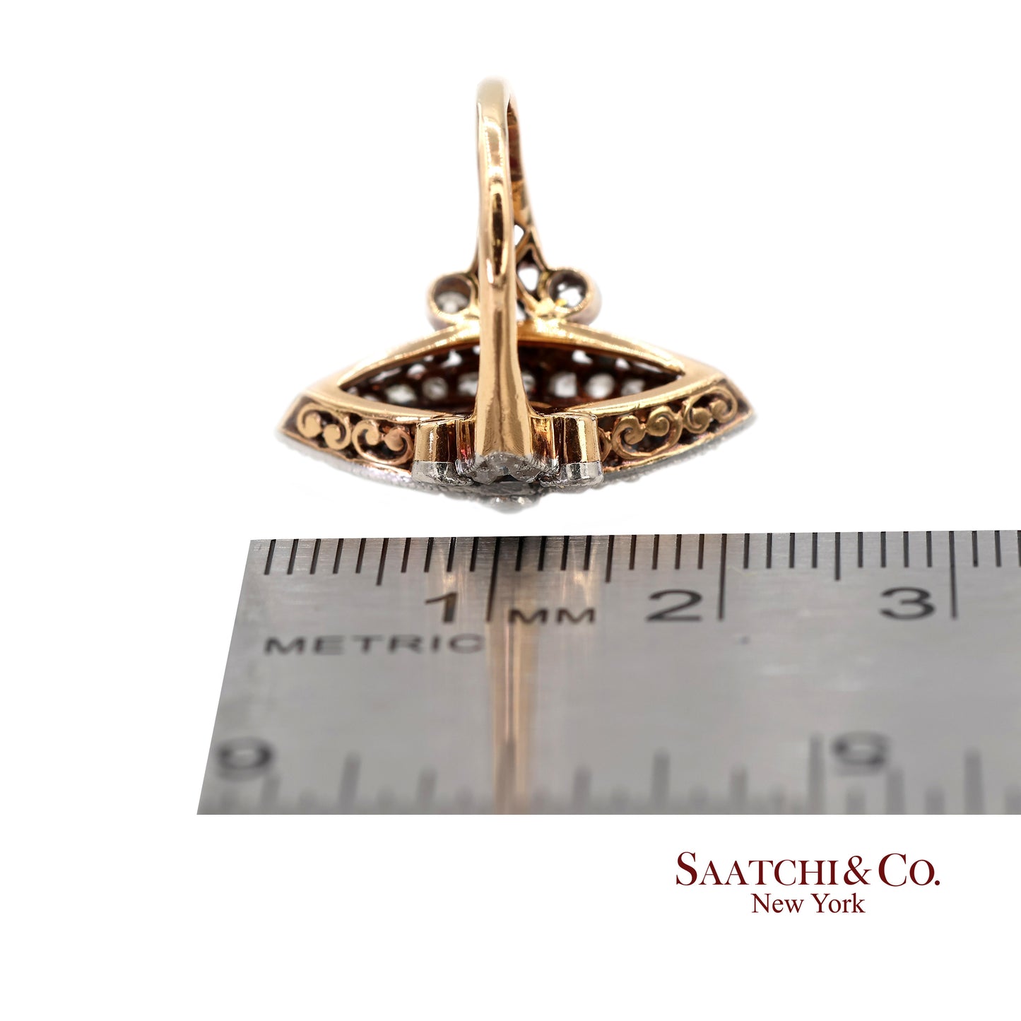 Vintage 14K(585) Yellow and White Gold Natural Diamond and Ruby Ring