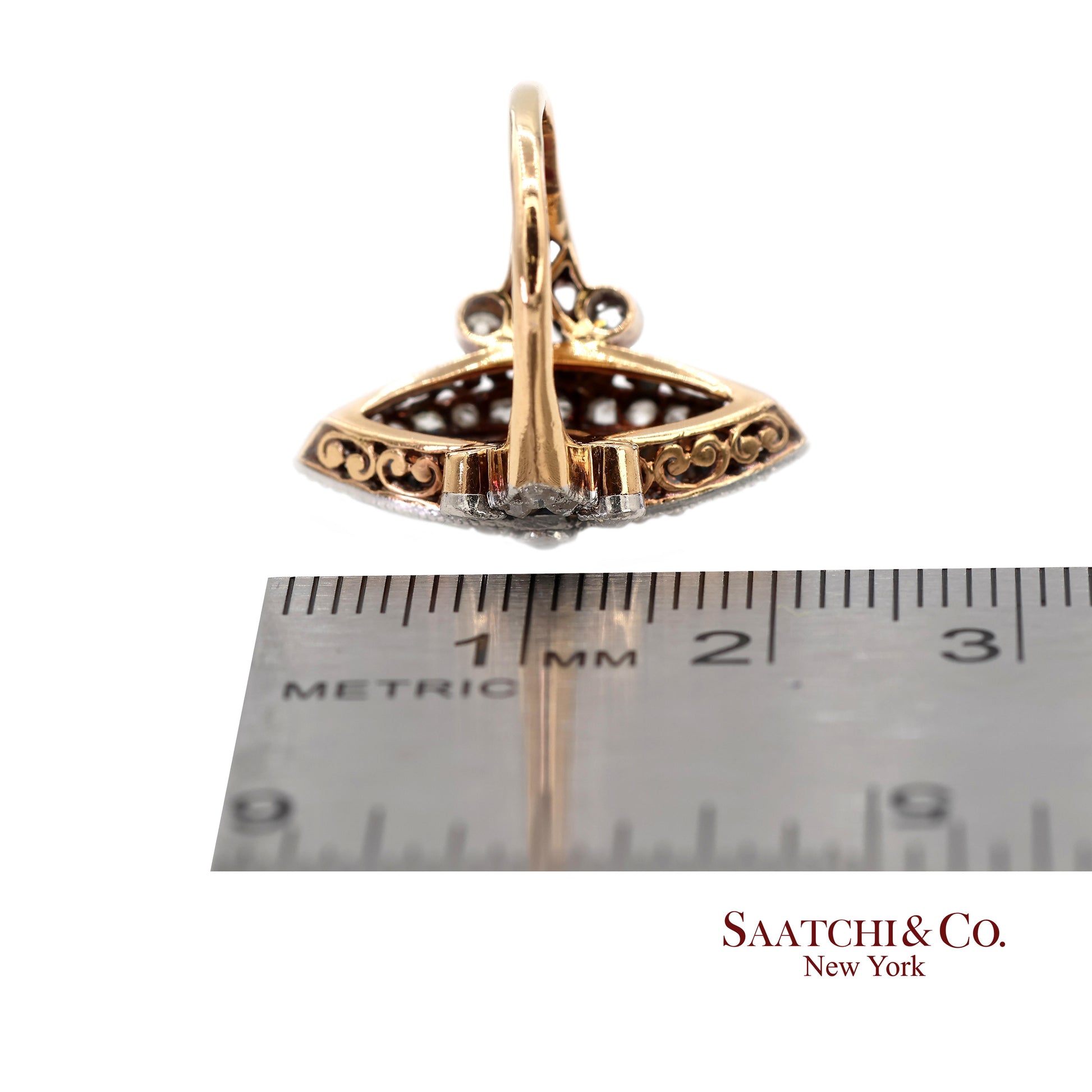 Vintage 14K(585) Yellow and White Gold Natural Diamond and Ruby Ring