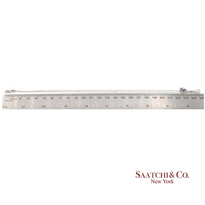 18K White Gold Natural Diamond and Pie Cut Sapphire Pendant with 14K Gold Chain