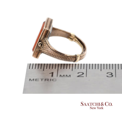10K Yellow Gold Victorian Braided Mourning Quartz Hair Ring