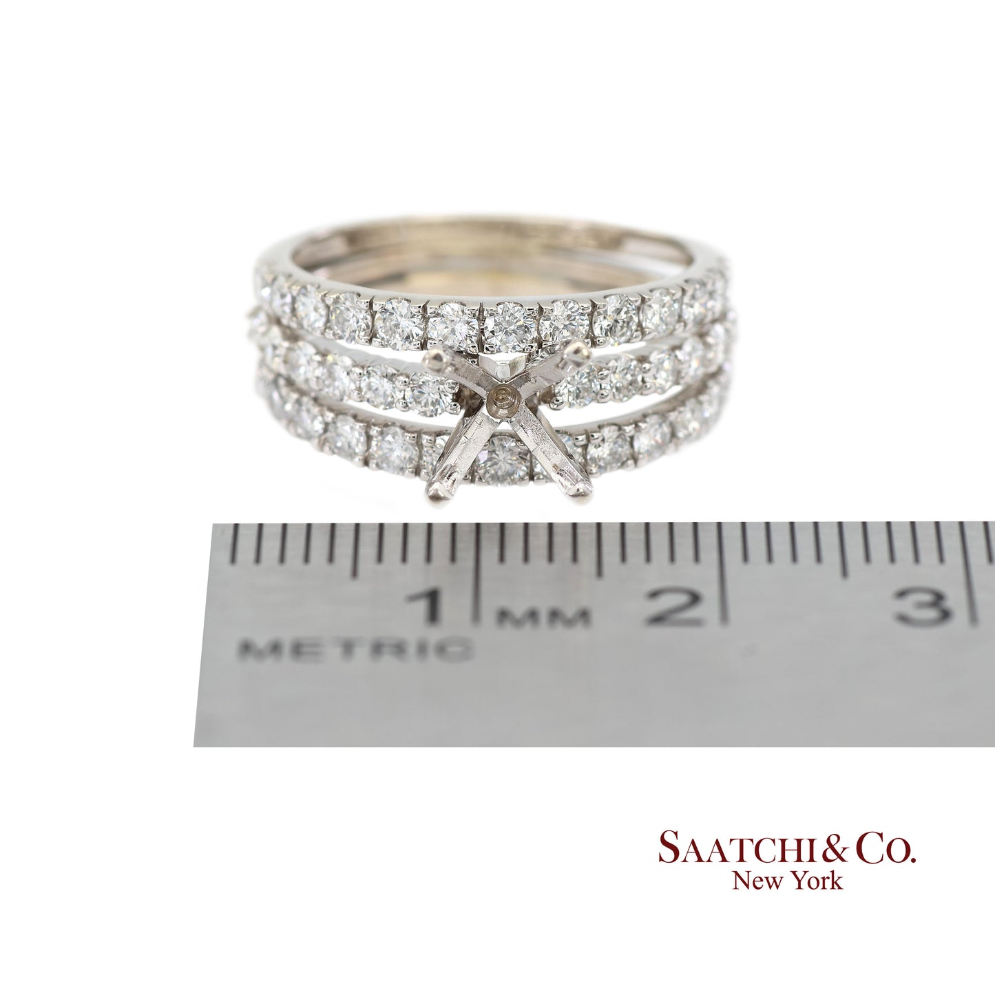 14K (585) White Gold Natural Brilliant Diamond Semi Mount Ring Size 7