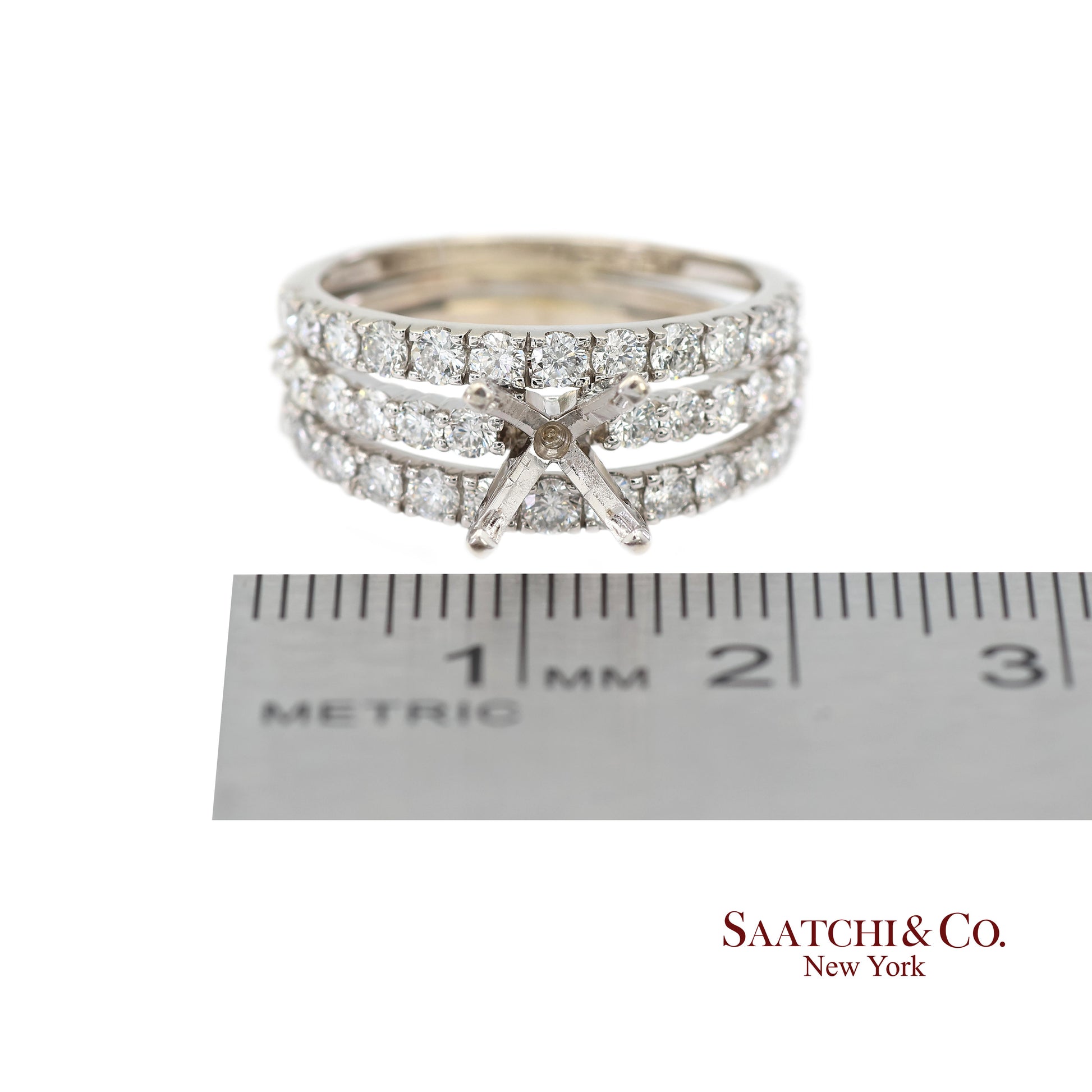 14K (585) White Gold Natural Brilliant Diamond Semi Mount Ring Size 7