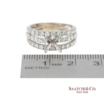 14K (585) White Gold Natural Brilliant Diamond Semi Mount Ring Size 7
