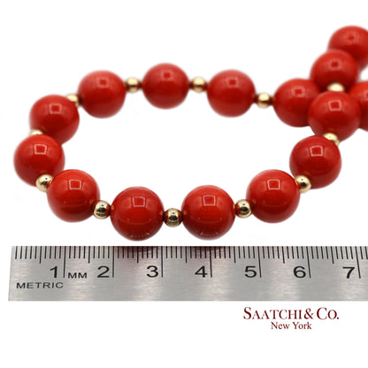 14K(585) Solid Yellow Gold Coral Bracelet
