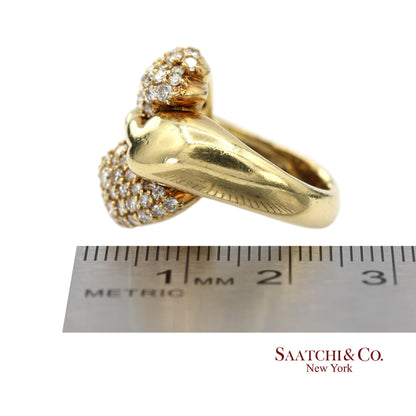 18K (750) Yellow Gold Natural Diamond Jose Hess Vintage Designer Ring