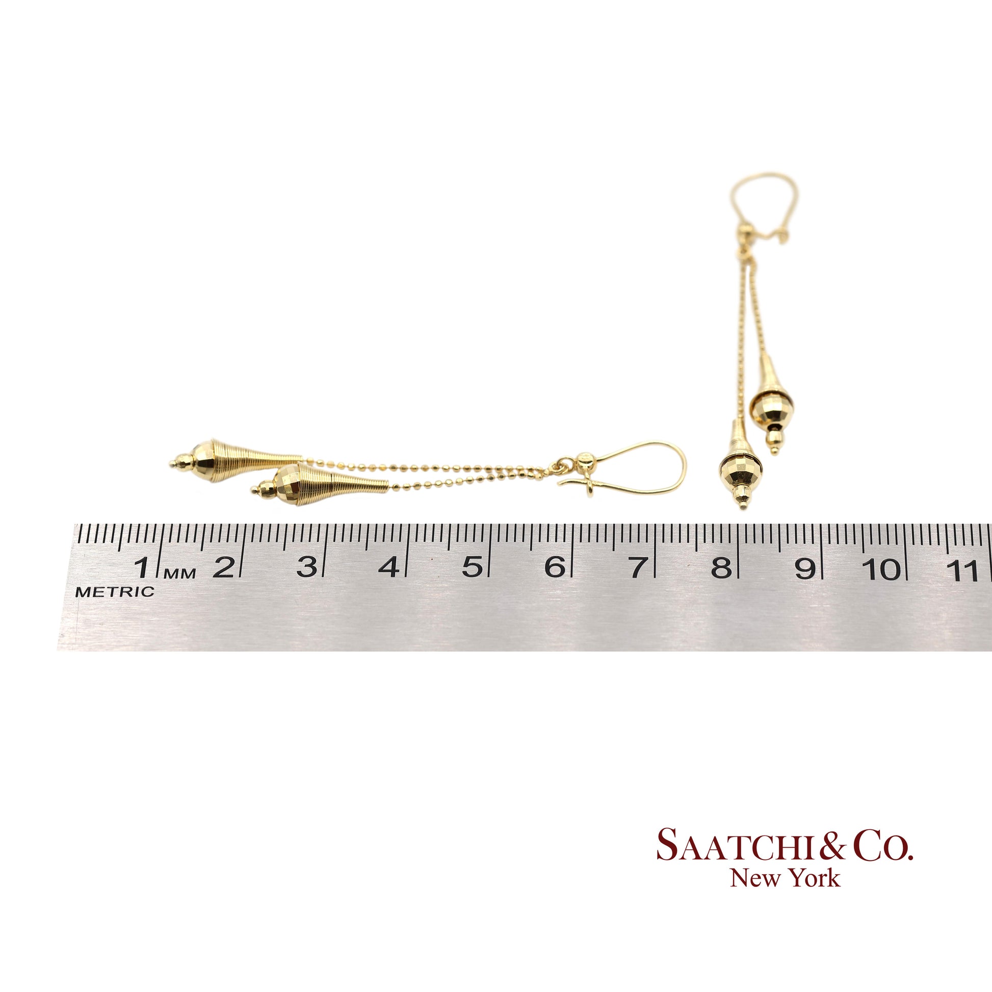 18K (750) Yellow Gold Drop Dangling Earrings