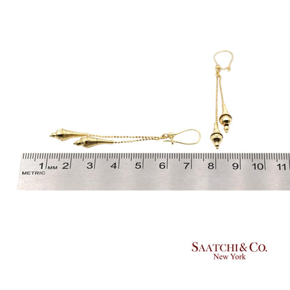 18K (750) Yellow Gold Drop Dangling Earrings